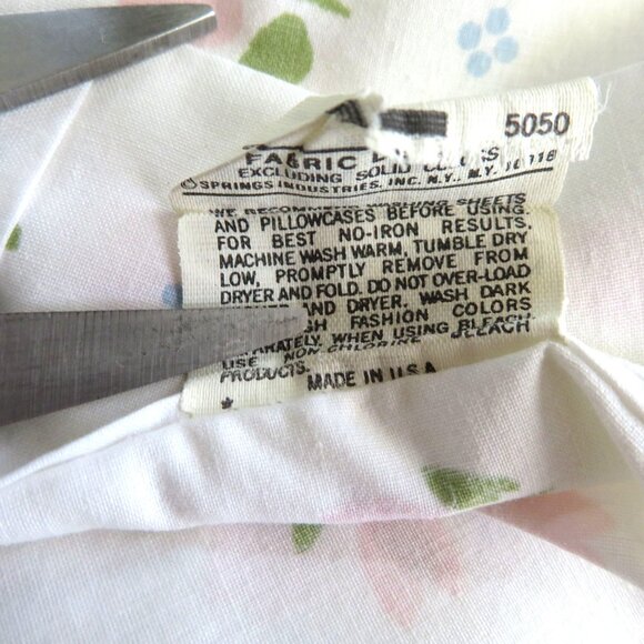 Vintage Double Flat Sheet Standard Pillowcase Set Pink Tulips Made In USA - Picture 9 of 11